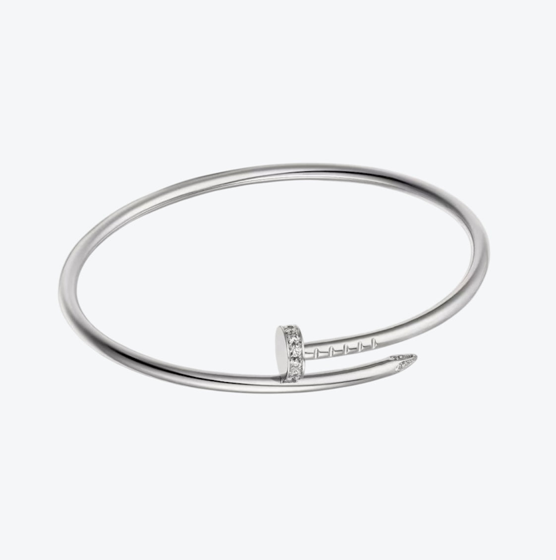 צמיד אלגנטי מסמר בגוון כסף משובץ חצי זירקונים נוצצים