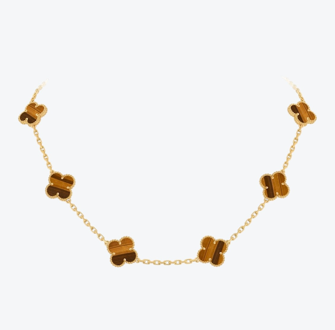 שרשרת 10 תלתנים בגוון זהב עם תליון תלתן בגוון חום