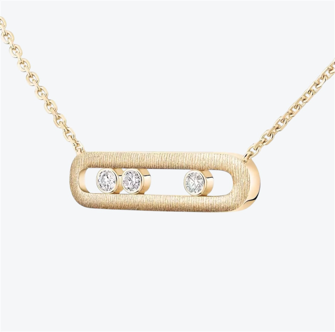 שרשרת אהבה בגוון זהב עם אבזם 3 זירקונים נעים במרכז