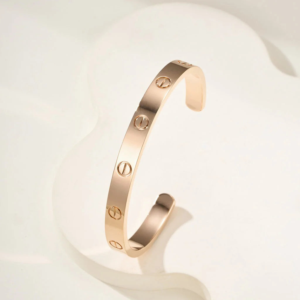 Bracelet ouvert élégant en or rose brillant — JEWELLUXE™