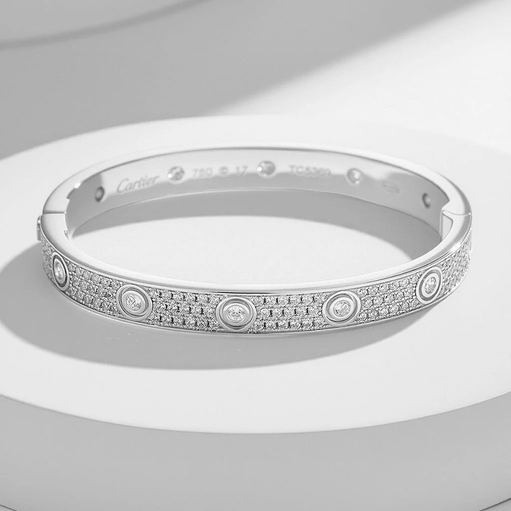 Elegant silver-tone bracelet adorned with sparkling zircons — JEWELLUXE™