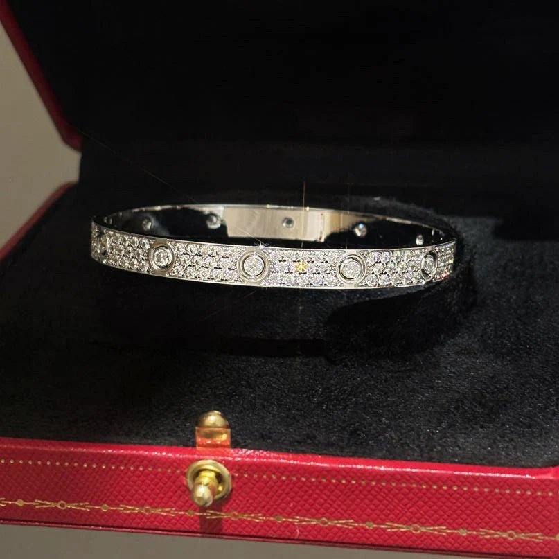 Elegant silver-tone bracelet adorned with sparkling zircons — JEWELLUXE™