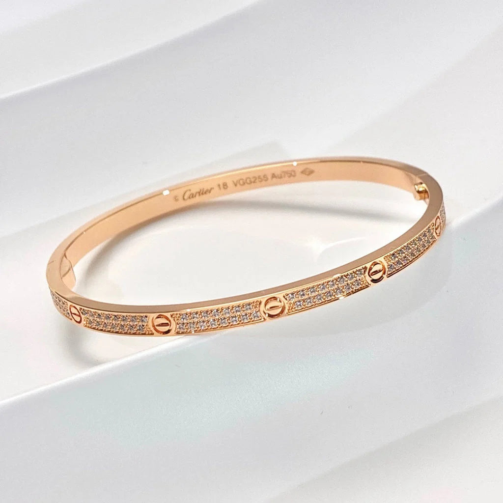 Bracelet élégant en or rose serti de zircons scintillants — JEWELLUXE™