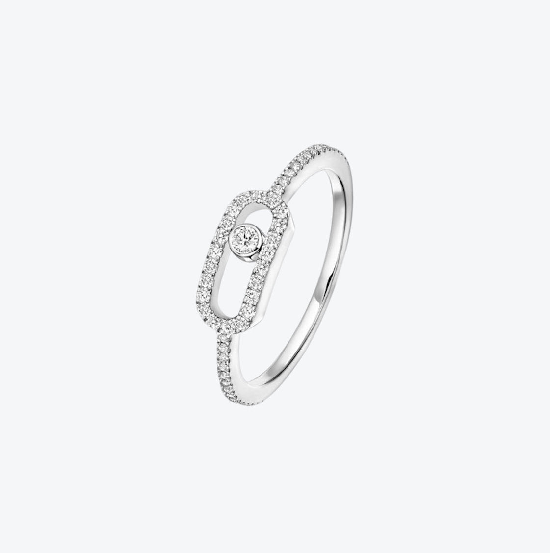 Bague d'amour délicate – couleur argent avec 1 joli zircon et sertie de zircons tout autour