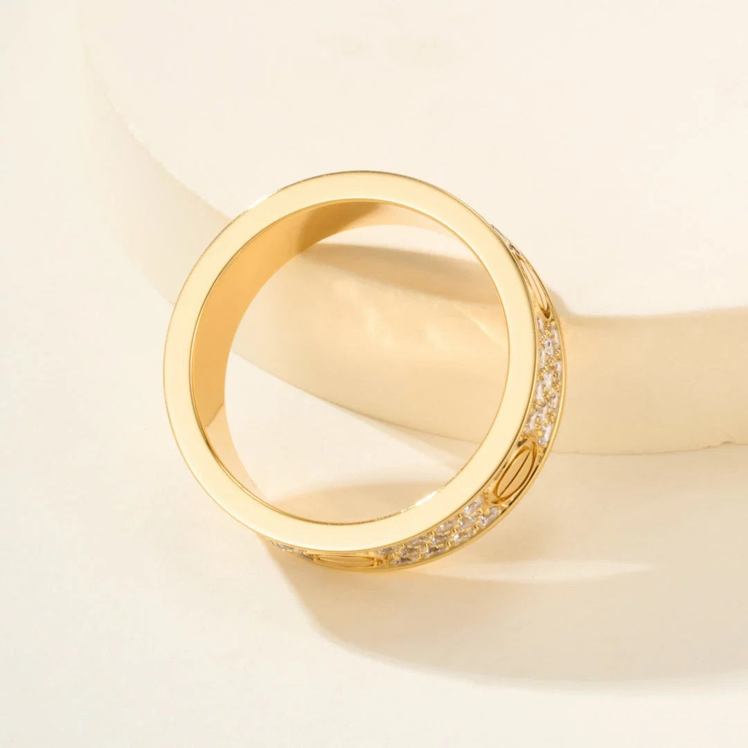 Elegant gold-toned ring adorned with sparkling zircons — JEWELLUXE™
