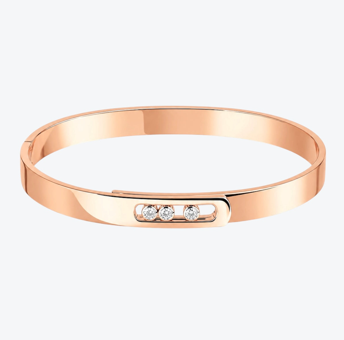 צמיד אהבה בגוון רוז גולד עם 3 זירקונים נעים – JEWELLUXE™